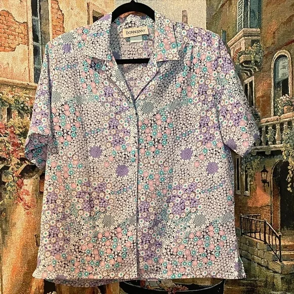 Donnkenny Women's Floral Blouse - Purple and Pink - Picture 1 of 4